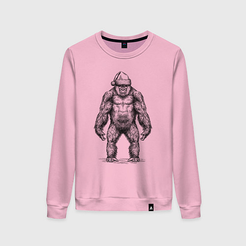 Женский свитшот Новогодняя горилла / Светло-розовый – фото 1