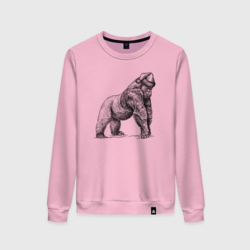 Женский свитшот Новогодняя обезьяна горилла / Светло-розовый – фото 1