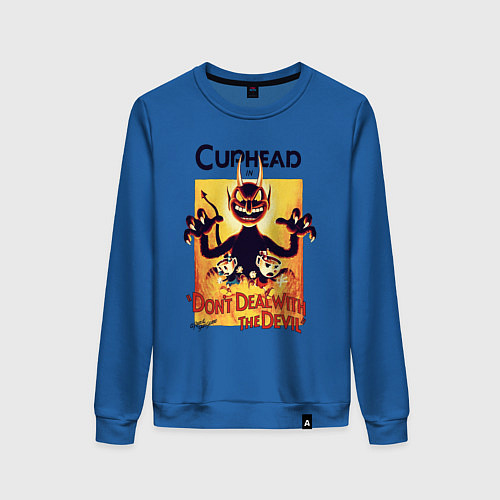 Женский свитшот Капхед - дьявол / Синий – фото 1
