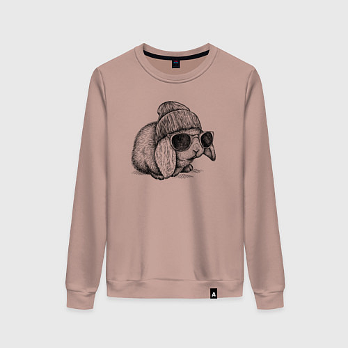Женский свитшот Зайка хипстер / Пыльно-розовый – фото 1