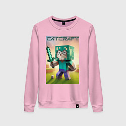 Женский свитшот Котёнок Майнкрафт - коллаба нейросеть