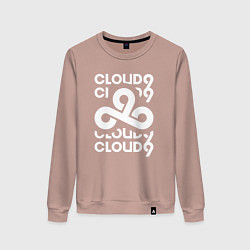 Свитшот хлопковый женский Cloud9 - in logo, цвет: пыльно-розовый