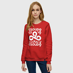 Свитшот хлопковый женский Cloud9 - in logo, цвет: красный — фото 2