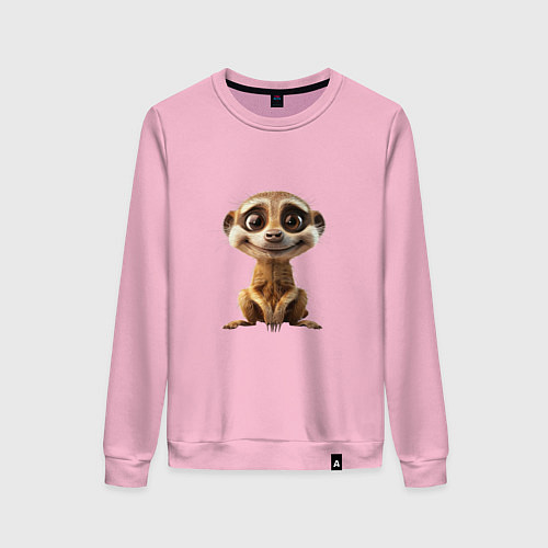 Женский свитшот Сурикат в стойке / Светло-розовый – фото 1