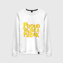 Свитшот хлопковый женский Proud to be a freak, цвет: белый