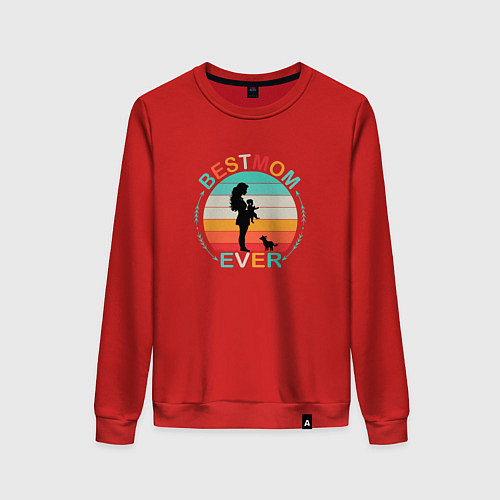 Женский свитшот Лучшая мама на свете - retro sunset / Красный – фото 1