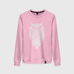 Свитшот хлопковый женский Узорная сова, цвет: светло-розовый