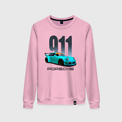 Свитшот хлопковый женский Cпортивный автомобиль Porsche, цвет: светло-розовый
