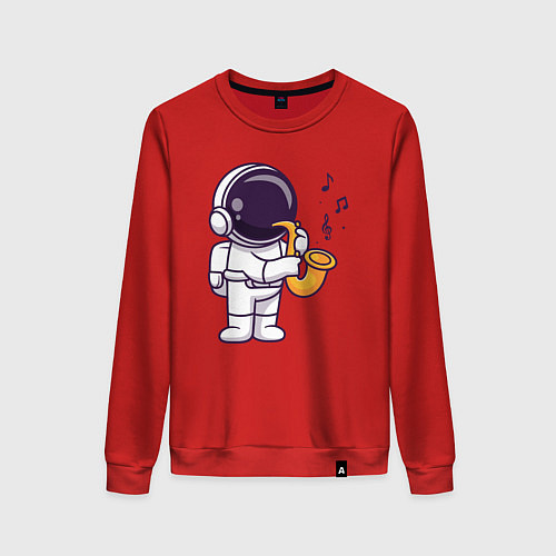 Женский свитшот Космонавт саксофонист / Красный – фото 1