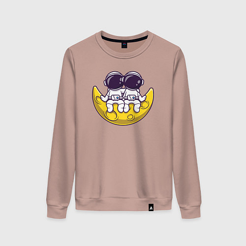 Женский свитшот Космонавты на Луне / Пыльно-розовый – фото 1