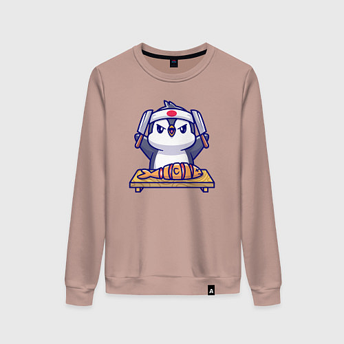 Женский свитшот Повар пингвин / Пыльно-розовый – фото 1