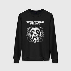 Свитшот хлопковый женский Twenty One Pilots rock panda, цвет: черный