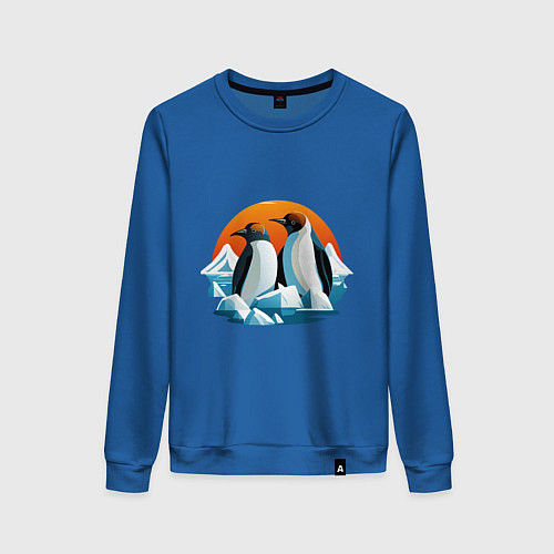 Женский свитшот Пингвины среди льдов / Синий – фото 1