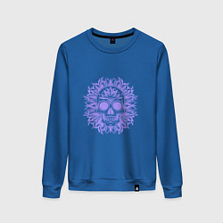 Женский свитшот Лиловый череп и растительный орнамент тату