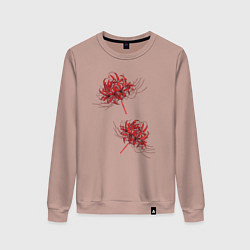 Свитшот хлопковый женский Токийский гуль Паучья лилия, цвет: пыльно-розовый