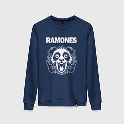 Свитшот хлопковый женский Ramones rock panda, цвет: тёмно-синий
