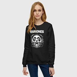 Свитшот хлопковый женский Ramones rock panda, цвет: черный — фото 2