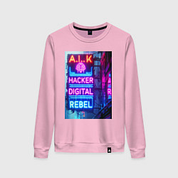 Женский свитшот Ai hacker digital rebel - neon glow