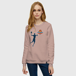 Свитшот хлопковый женский Игрок в баскетбол basketball, цвет: пыльно-розовый — фото 2