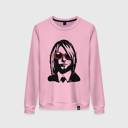 Женский свитшот Kurt Cobain Nirvana portrait / Светло-розовый – фото 1