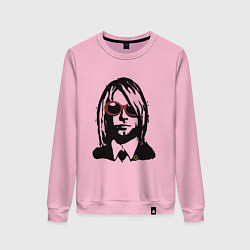 Свитшот хлопковый женский Kurt Cobain Nirvana portrait, цвет: светло-розовый