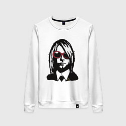 Свитшот хлопковый женский Kurt Cobain Nirvana portrait, цвет: белый