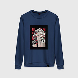 Свитшот хлопковый женский Клинок рассекающий демонов demon slayer Demon, цвет: тёмно-синий