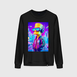 Свитшот хлопковый женский Cyber Bart on a virtual glasses, цвет: черный