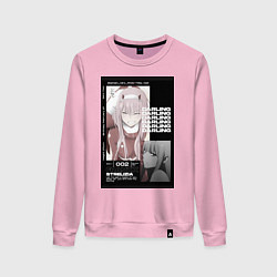 Свитшот хлопковый женский Милый во Франксе Zero Two, цвет: светло-розовый