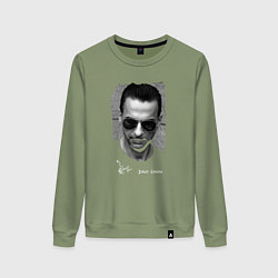 Свитшот хлопковый женский Depeche Mode - Dave Gahan face, цвет: авокадо