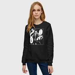 Свитшот хлопковый женский Мэш Бёрндэд, цвет: черный — фото 2