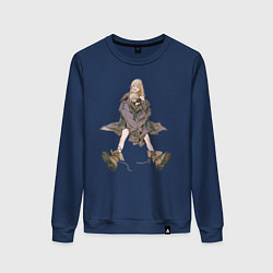 Свитшот хлопковый женский Ведьма и чудовище Гидо, цвет: тёмно-синий