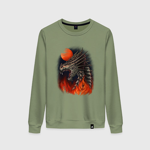 Женский свитшот Огненный дракон хамелеон / Авокадо – фото 1