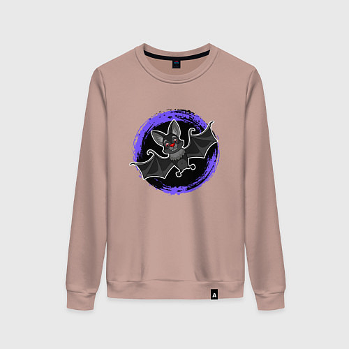 Женский свитшот Мультяшная летучая мышь / Пыльно-розовый – фото 1