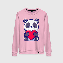 Свитшот хлопковый женский Панда и сердечко, цвет: светло-розовый
