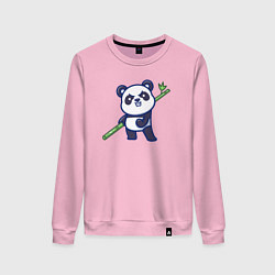 Свитшот хлопковый женский Панда воин, цвет: светло-розовый