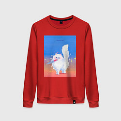 Свитшот хлопковый женский Кошечка с ножом на пределе, цвет: красный