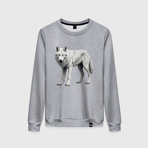Женский свитшот Белый волк альфа / Меланж – фото 1