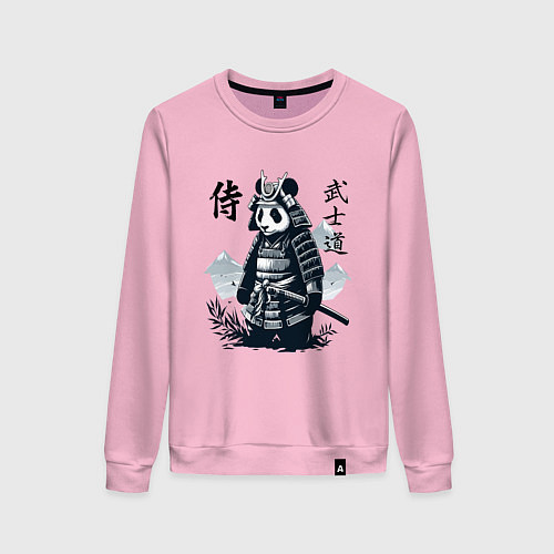 Женский свитшот Panda samurai - bushido ai art fantasy / Светло-розовый – фото 1