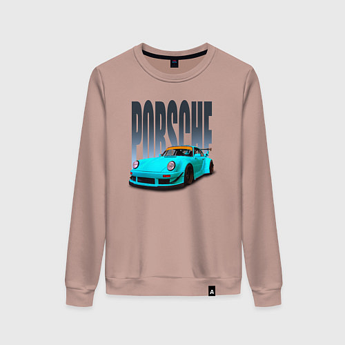 Женский свитшот Porsche 911 винтажный немецкий автомобиль / Пыльно-розовый – фото 1