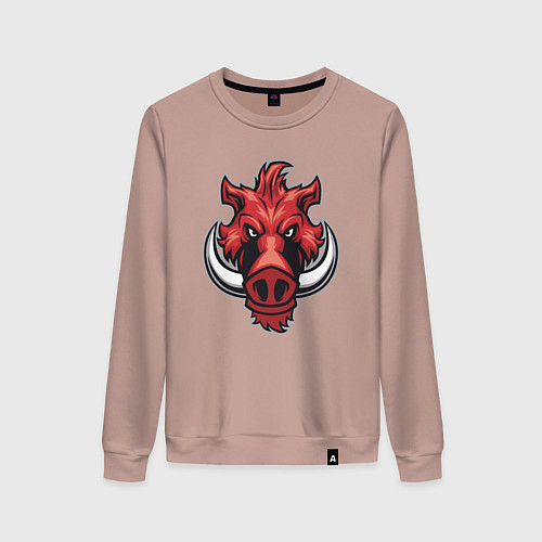 Женский свитшот Красный кабанчик / Пыльно-розовый – фото 1