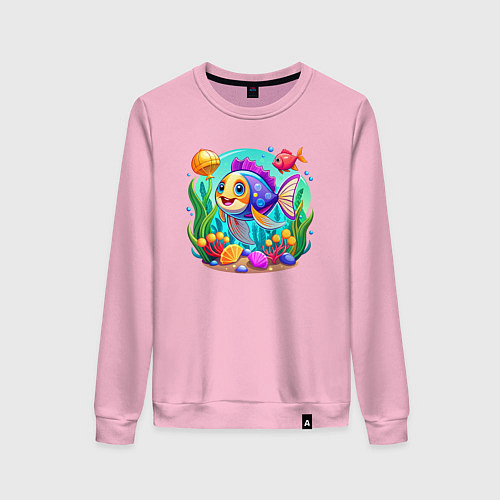 Женский свитшот Яркий подводный мир / Светло-розовый – фото 1