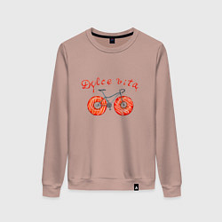 Свитшот хлопковый женский Велосипед с пончиками - dolce vita, цвет: пыльно-розовый