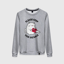 Женский свитшот Белый кот с пилой