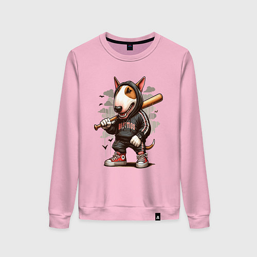 Женский свитшот Bully with a baseball bat - ai art fantasy / Светло-розовый – фото 1
