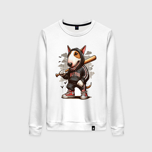 Женский свитшот Bully with a baseball bat - ai art fantasy / Белый – фото 1