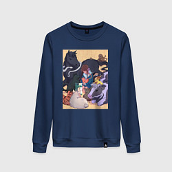 Свитшот хлопковый женский Корзинка фруктов Кё Сома, цвет: тёмно-синий