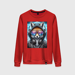 Свитшот хлопковый женский Urban fox - ai art, цвет: красный