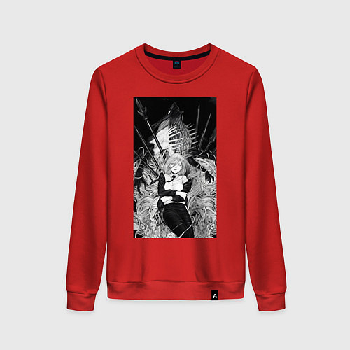 Женский свитшот Человек-бензопила Пауэр Охотница на демонов / Красный – фото 1
