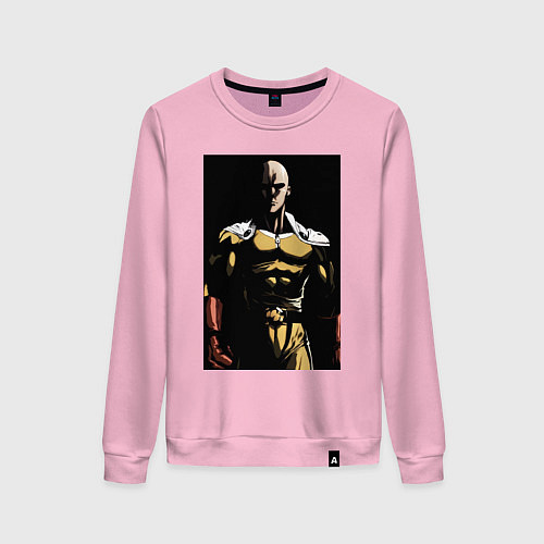 Женский свитшот Ванпанчмен Сайтама супергерой / Светло-розовый – фото 1